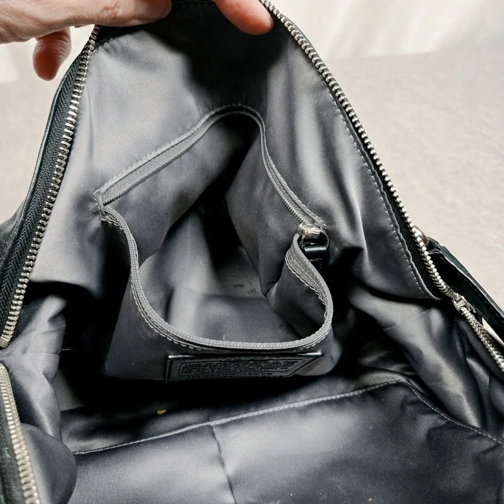 COACH #F22304 Kristen Black Leather Double-Zip Satchel Shoulder Bag